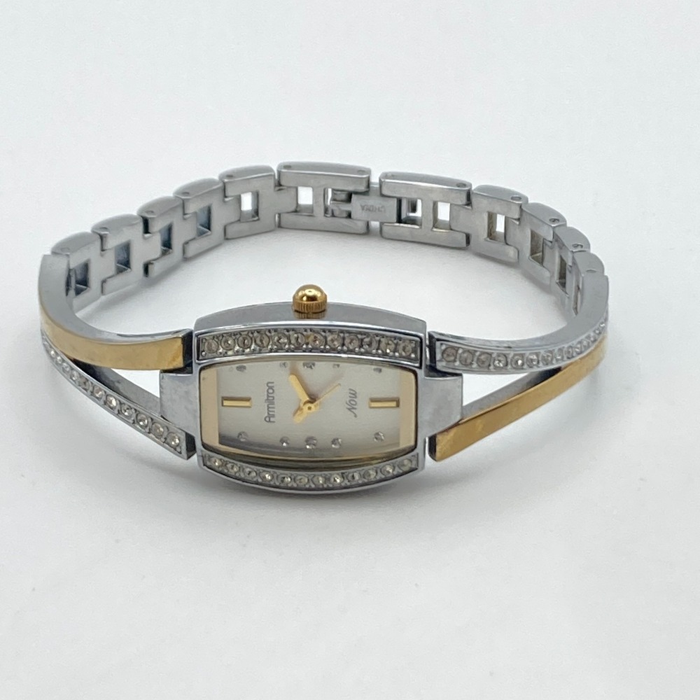 Armitron Now Women's Watch 19mm Gold Silver Two Tone Crystals New Battery 6.75" - Picture 11 of 15